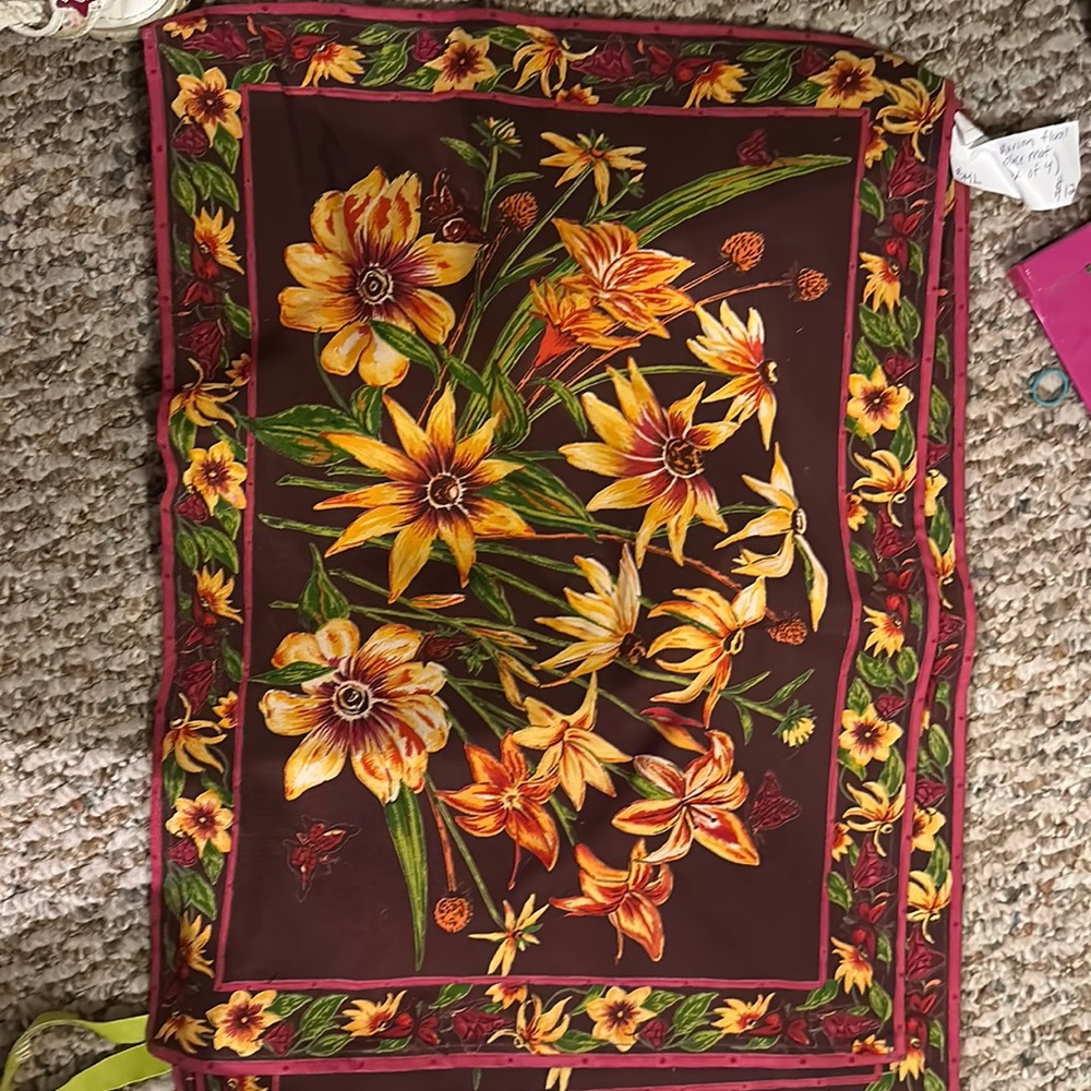 Set a four floral fabric placemats from April Cornell